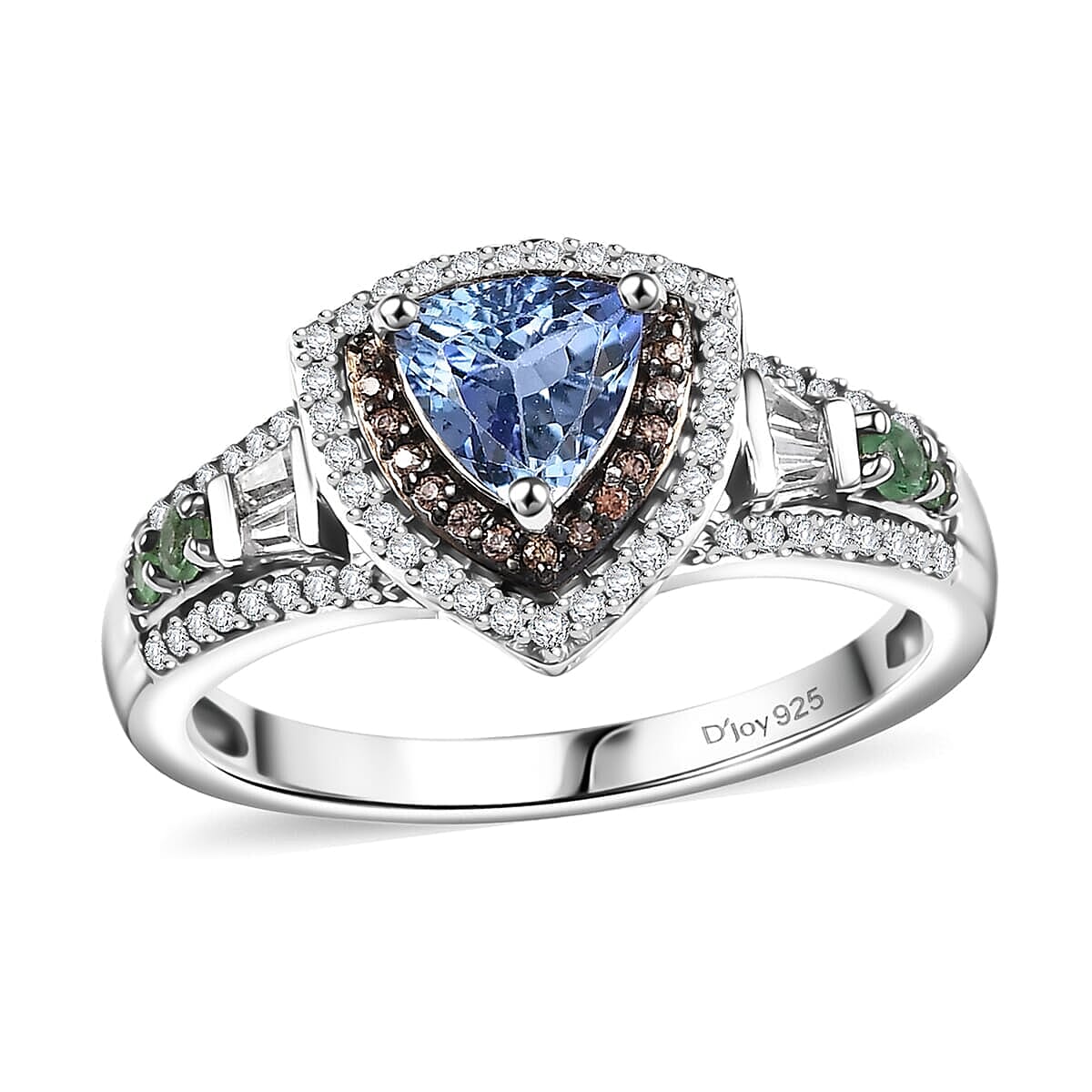 Peacock Tanzanite, Multi Gemstone Ring in Rhodium Over Sterling Silver (Size 10.0) 2.65 ctw