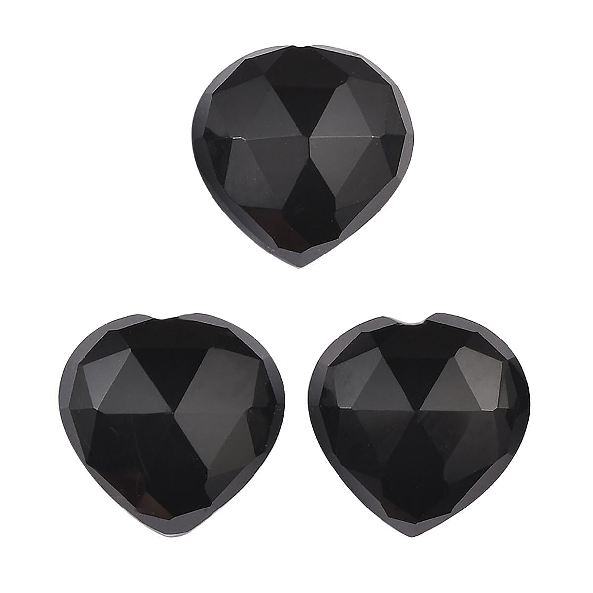 Black Onyx Set of 3 (Hrt 8 mm) 6.03 ctw