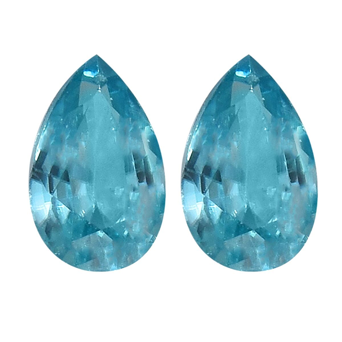Premium Blue Zircon Set of 2 (Pear 5x3 mm) 0.64 ctw