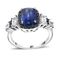 TLV Kashmir Kyanite, Multi Gemstone Ring in Rhodium Over Sterling Silver (Size 10.0) 4.00 ctw