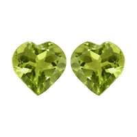 AA Hebei Peridot Set of 2 (Heart 7 mm) 2.36 ctw
