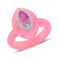 D'Joy Pink Jade, Multi Gemstone Ring in Rhodium Over Sterling Silver 19.75 ctw (Size 10.0) - Sticky add to cart bar