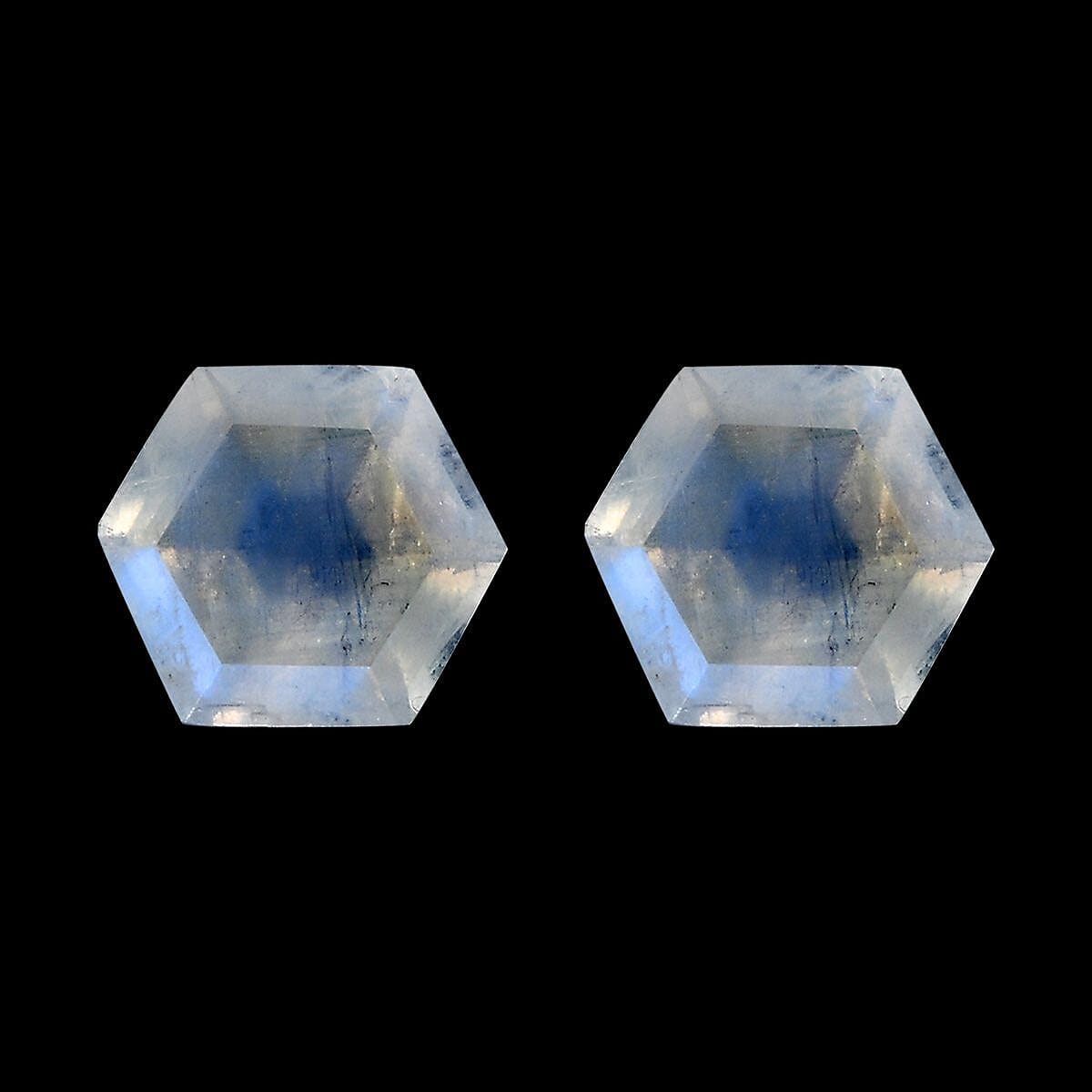 AA Rainbow Moonstone Set of 2 (Hexagon 6 mm) 1.75 ctw