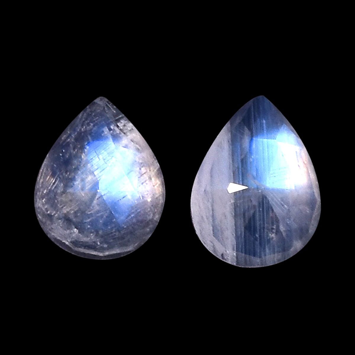 AA Rainbow Moonstone Set of 2 (Pear 5x4 mm) 0.58 ctw