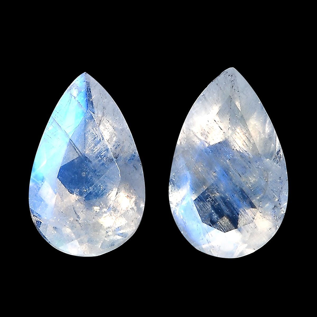AA Rainbow Moonstone Set of 2 (Pear 8x5 mm) 1.25 ctw