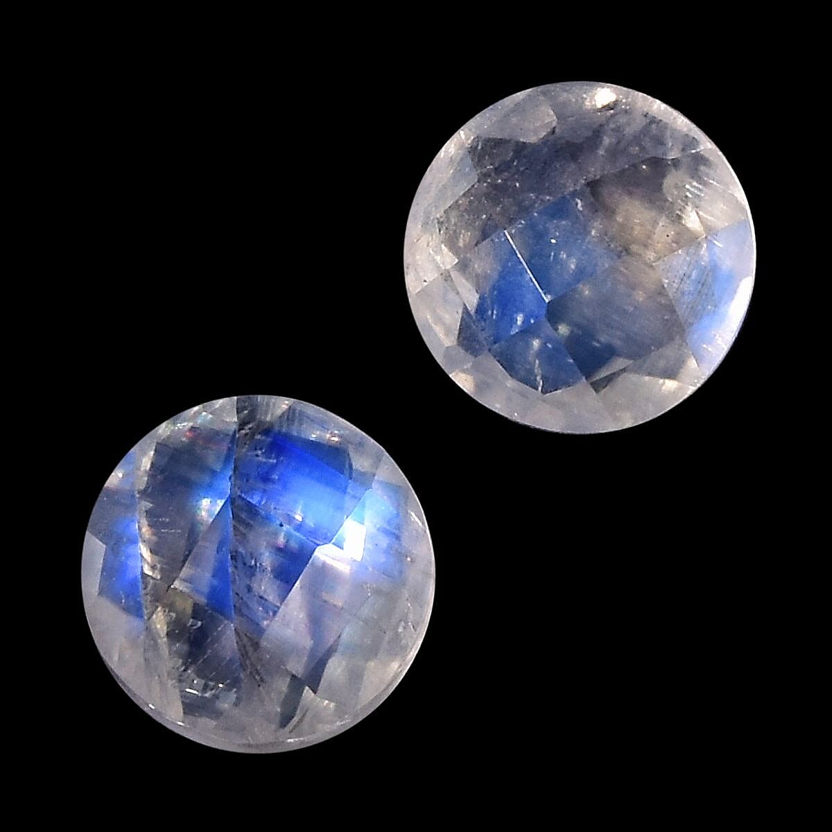 AA Rainbow Moonstone Set of 2 (Rnd 5 mm) 0.98 ctw Loose Gemstone