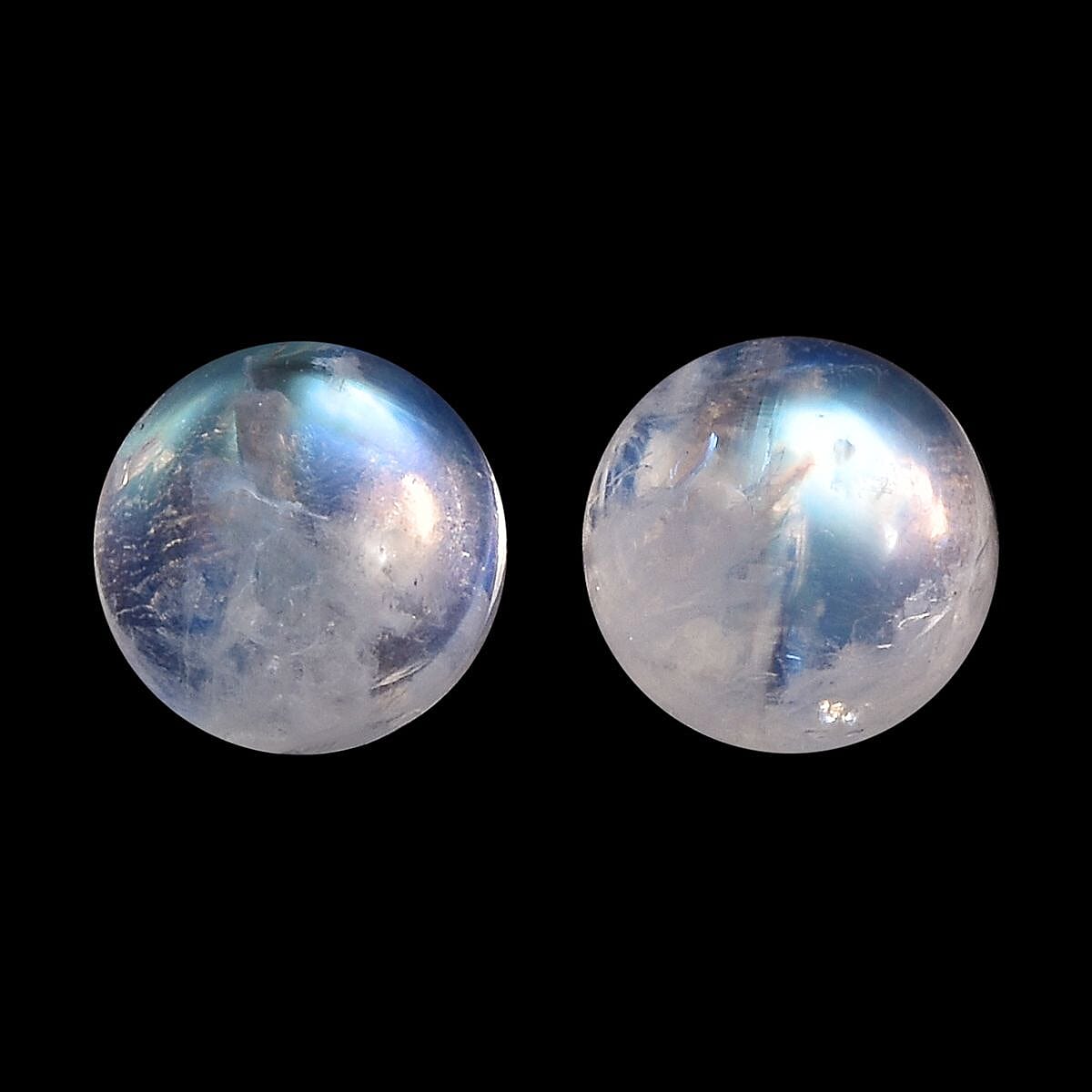 AA Rainbow Moonstone Set of 2 (Rnd 6.5 mm) 2.48 ctw