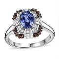 Tanzanite, Multi Gemstone Ring in Rhodium Over Sterling Silver (Size 7.0) 1.75 ctw - Sticky add to cart bar