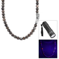 Natural Yooperlite 400.00 ctw 10mm Beaded Dragon Necklace in Stainless Steel 20 Inches with Free UV Flash Light - Sticky add to cart bar