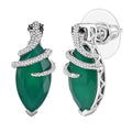 D'Joy Verde Onyx and Thai Black Spinel 7.40 ctw Snake Stud Earrings in Rhodium Over Sterling Silver - Sticky add to cart bar