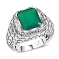 Verde Onyx 5.85 ctw Mens Ring in Rhodium Over Sterling Silver (Size 10.0) - Sticky add to cart bar