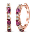 Premium Radiant Ember Garneta and Multi Gemstone 2.00 ctw Hoop Earrings in 18K Vermeil Rose Gold Over Sterling Silver - Sticky add to cart bar
