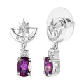 D'Joy Crimson Mystic Topaz and White Zircon 2.35 ctw Moon Star Earrings in Rhodium Over Sterling Silver - Sticky add to cart bar