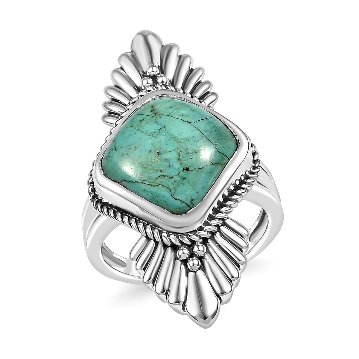 Artisan Crafted Premium Royston Turquoise Solitaire Ring in Sterling Silver (Size 10.0) 5.80 ctw