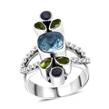 Sajen Silver Sky Blue Topaz, Multi Gemstone Ring in Sterling Silver (Size 9.0) 3.85 ctw - Sticky add to cart bar