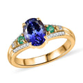 Luxoro AAA Tanzanite, Boyaca Colombian Emerald and Diamond I2 1.80 ctw Ocean Serenade Ring in 10K Yellow Gold (Size 6.0) - Sticky add to cart bar