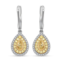 Modani Natural Yellow and White Diamond 0.67 ctw Earrings in 950 Platinum and 18K Yellow Gold 4.85 Grams