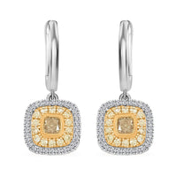 Modani Natural Yellow and White Diamond 0.69 ctw Earrings in 950 Platinum and 18K Yellow Gold 4.86 Grams