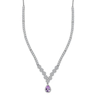 D'Joy Premium Martha Rocha Kunzite and White Zircon 18.50 ctw Celestial Dewdrop Necklace in Rhodium Over Sterling Silver 18 Inches