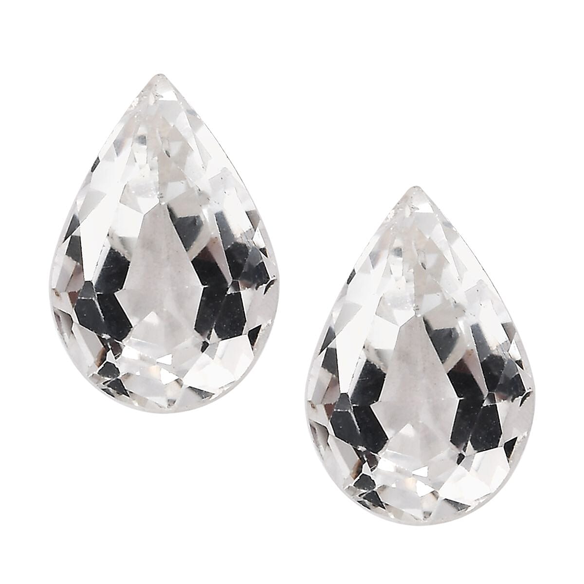 White Topaz Set of 2 (Pear 10x7 mm) 4.34 ctw