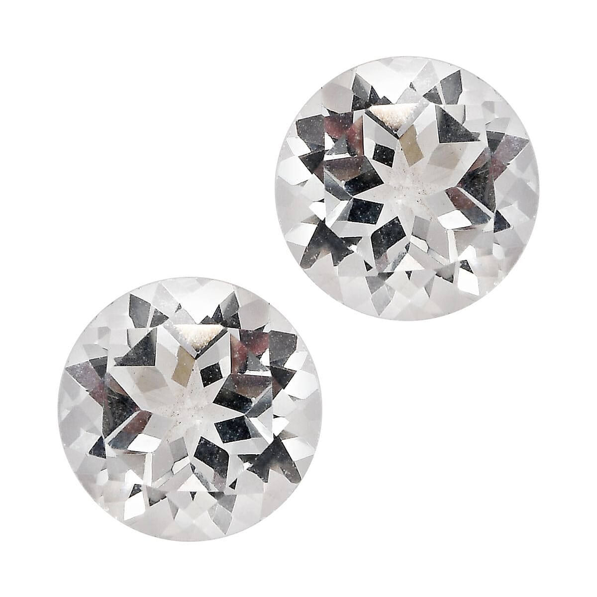 White Topaz Set of 2 (Rnd 8 mm) 3.80 ctw