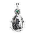 D'Joy Artisan Crafted White Buffalo and Royston Turquoise 13.35 ctw Sunflower Pendant without Chain in Sterling Silver - Sticky add to cart bar