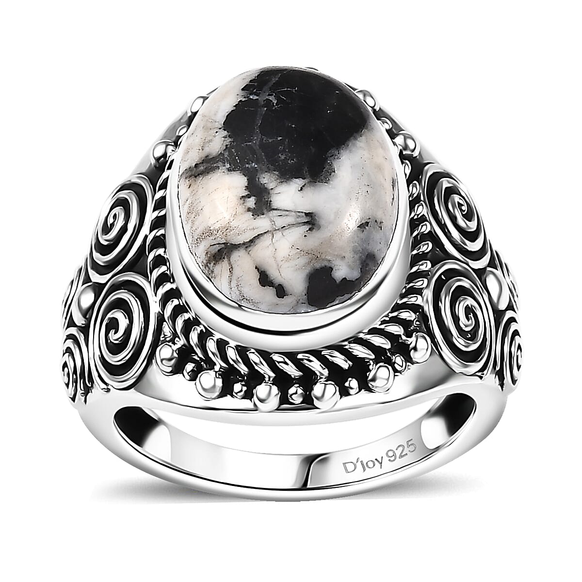 White Buffalo  Solitaire Ring  Sterling Silver 5.00 ctw ,  Silver Wt. 6 g