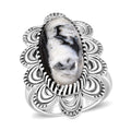 White Buffalo  Fancy Ring  Sterling Silver 8.50 ctw ,  Silver Wt. 6.5 g - Sticky add to cart bar
