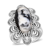 White Buffalo  Fancy Ring  Sterling Silver 8.50 ctw ,  Silver Wt. 6.5 g