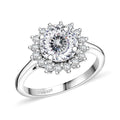 120 Facet Moissanite 2.30 ctw Solitaire Ring in Rhodium Over Sterling Silver - Sticky add to cart bar