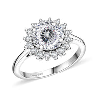 120 Facet Moissanite 2.30 ctw Solitaire Ring in Rhodium Over Sterling Silver