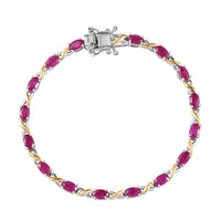 D'Joy Premium Mozambique Ruby Scarlet Harmony Bracelet in 18K Vermeil YG and Rhodium Over Sterling Silver (6.50 In) 5.00 ctw