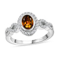 Stellar Mystic Topaz ,  White Zircon  Main Stone With Side Stone Ring in Rhodium Overlay Sterling Silver 1.42 ctw - Sticky add to cart bar