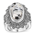 White Buffalo  Fancy Ring  Sterling Silver 9.00 ctw ,  Silver Wt. 9.5 g - Sticky add to cart bar
