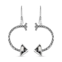 D'Joy Artisan Crafted White Buffalo 3.20 ctw Crescent Moon and Arrow Earrings in Sterling Silver