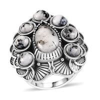 Artisan Crafted Premium White Buffalo Fancy Ring in Sterling Silver (Size 6.0) 9.20 ctw