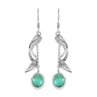 D'Joy Artisan Crafted Royston Turquoise 4.40 ctw Leaf Earrings in Sterling Silver