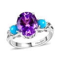 Moroccan Rose, Sleeping Beauty Turquoise Ring in Platinum Over Sterling Silver (Size 10.0) 3.90 ctw - Sticky add to cart bar
