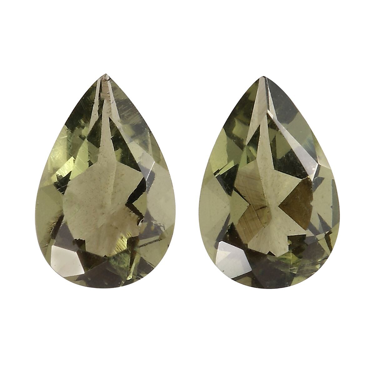 AA Bohemian Moldavite Set of 2 (Pear 6x4 mm) 0.63 ctw