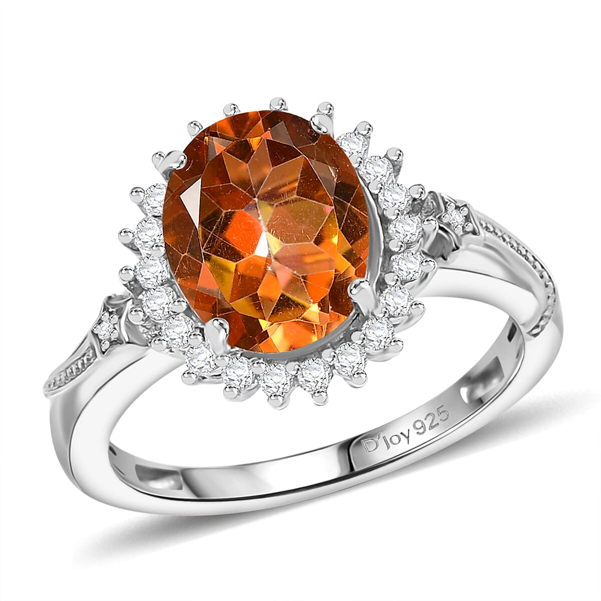 Twilight Mystic Topaz ,  White Zircon  Main Stone With Side Stone Ring in Rhodium Overlay Sterling Silver 3.17 ctw