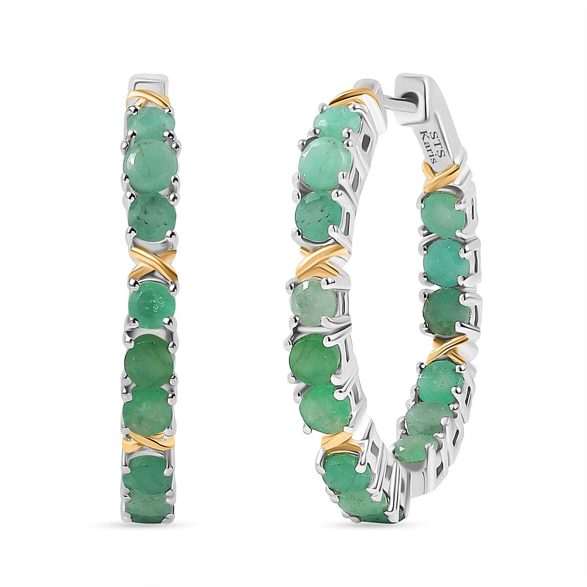 EverTrue Emerald 2.50 ctw Hoop Earrings in 18K YG Plated