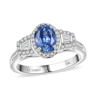 Luxoro 10K White Gold AAA Ceylon Sapphire, Padparadscha Sapphire and White Diamond (I2) (0.35 cts) Ring (Size 10.0) 1.50 ctw