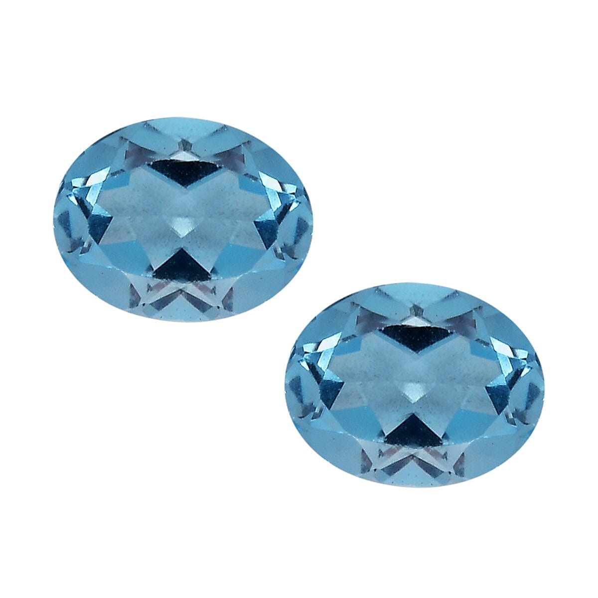 Swiss Blue Topaz Set of 2 (Oval 5x4 mm) 0.75 ctw