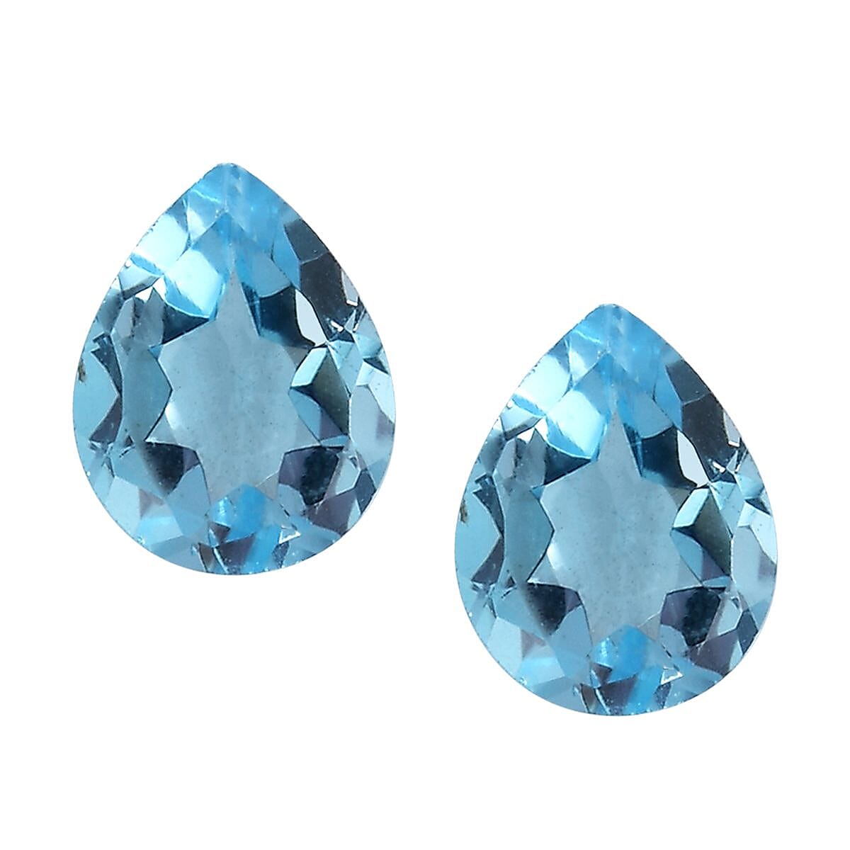 Swiss Blue Topaz Set of 2 (Pear 5x4 mm) 0.70 ctw
