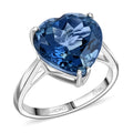 Luxoro AAA London Blue Topaz 7.25 ctw Solitaire Heart Ring in 10K White Gold (Size 10.0) - Sticky add to cart bar
