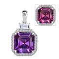Luxuriant 10K White Gold AAA Lab Grown Purple Sapphire and E-F VS Lab Grown Diamond 6.98 ctw Pendant Necklace (18 Inches) - Sticky add to cart bar
