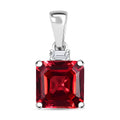 Luxuriant AAA Asscher Cut Lab Grown Padparadscha Sapphire and E-F VS Lab Grown Diamond 3.52 ctw Pendant Necklace (18 Inches) in 10K White Gold - Sticky add to cart bar