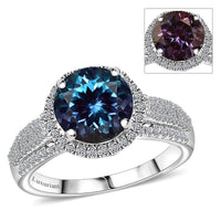 Certified & Appraised Luxuriant AAA Lab Grown Alexandrite and E-F VS Lab Grown Diamond 5.63 ctw Ring in 10K White Gold