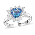 Neptune Garden Mystic Topaz and White Zircon 2.80 ctw Starburst Ring in Rhodium Over Sterling Silver (Size 10.0) - Sticky add to cart bar
