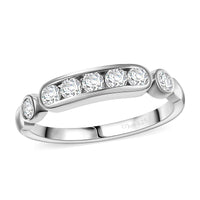 Moissanite Ring in Rhodium Over Sterling Silver (Size 10.0) 0.55 ctw